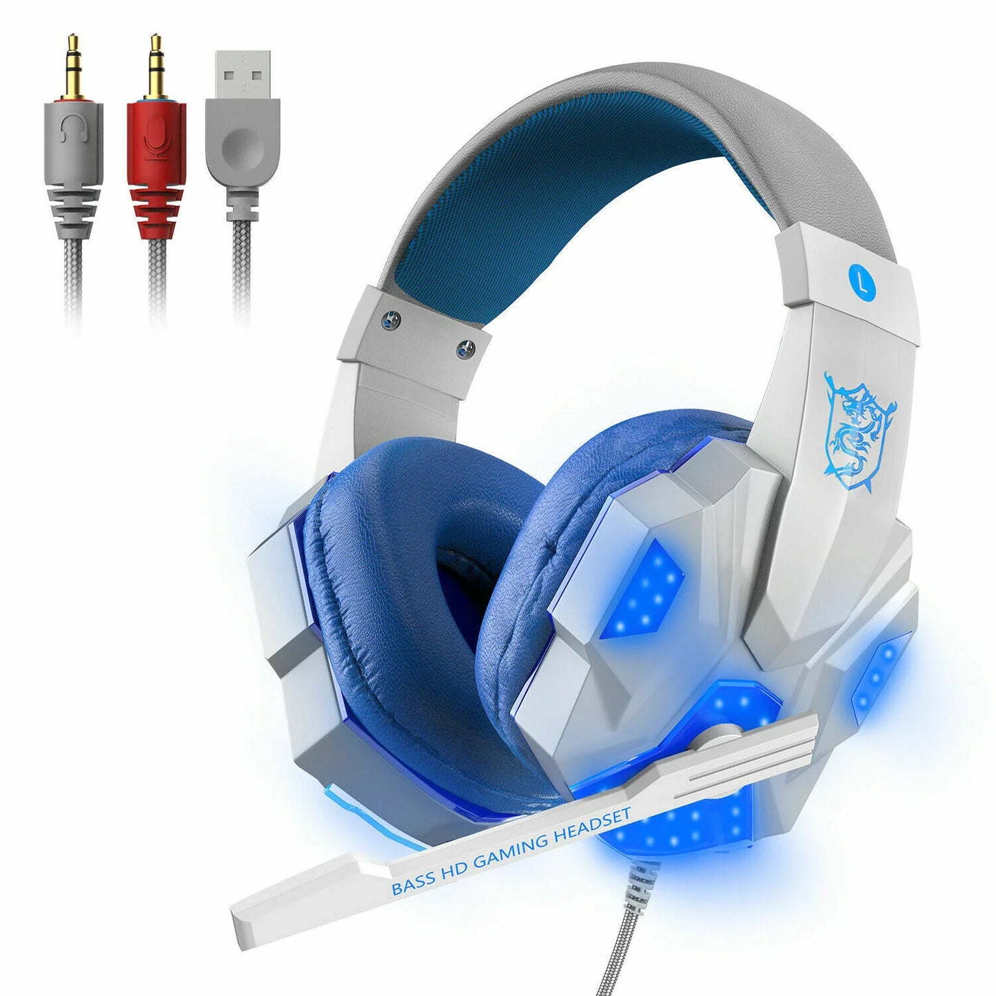 Immersive 3.5mm Gaming Headset with LED, Stereo Bass, and Surround Sound for PC, PS4, and Xbox One