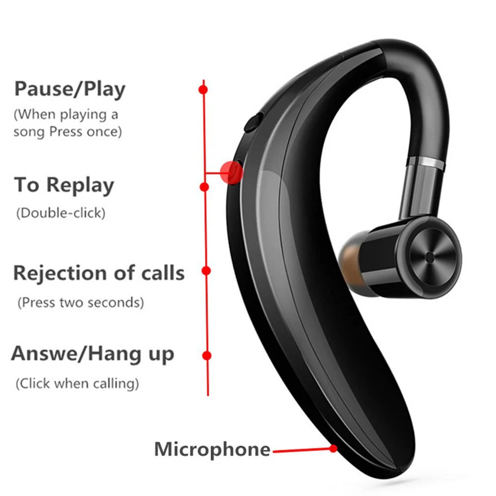 Ultimate Wireless Bluetooth 5.0 Earpiece Headset - Noise Cancelling Earbuds for Driving & Trucker Use