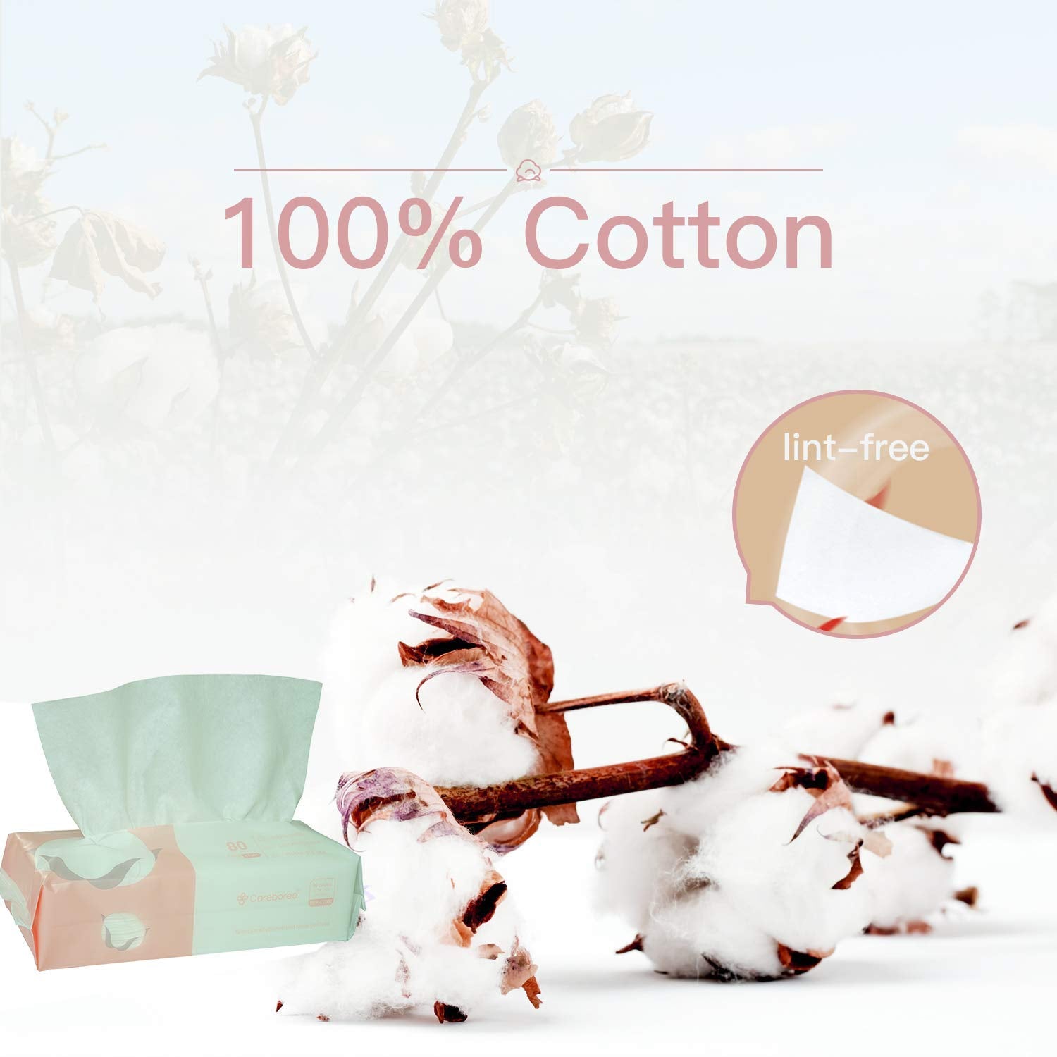 Extra Thick Dry Wipe, Disposable Face Drying Towel 100% Cotton, Lint-Free Cotton Tissues (2 Pack)