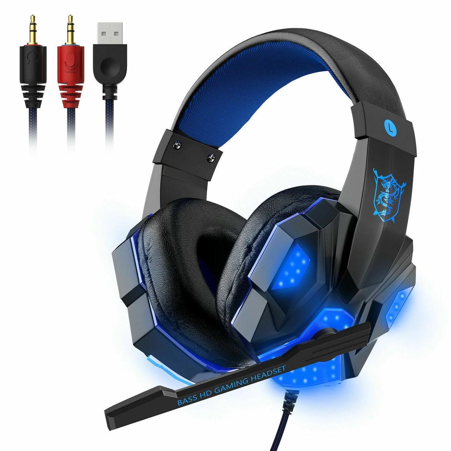 Immersive 3.5mm Gaming Headset with LED, Stereo Bass, and Surround Sound for PC, PS4, and Xbox One
