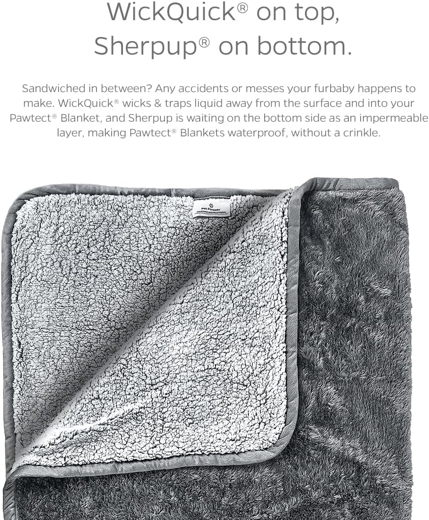 Pawtect Blanket, Premium Waterproof Cat & Dog Blanket with Wickquick & Sherpup Technology, Puppy Blanket, Waterproof Dog Blanket, Blankets for Dogs, Cat Blanket Slate 50X60