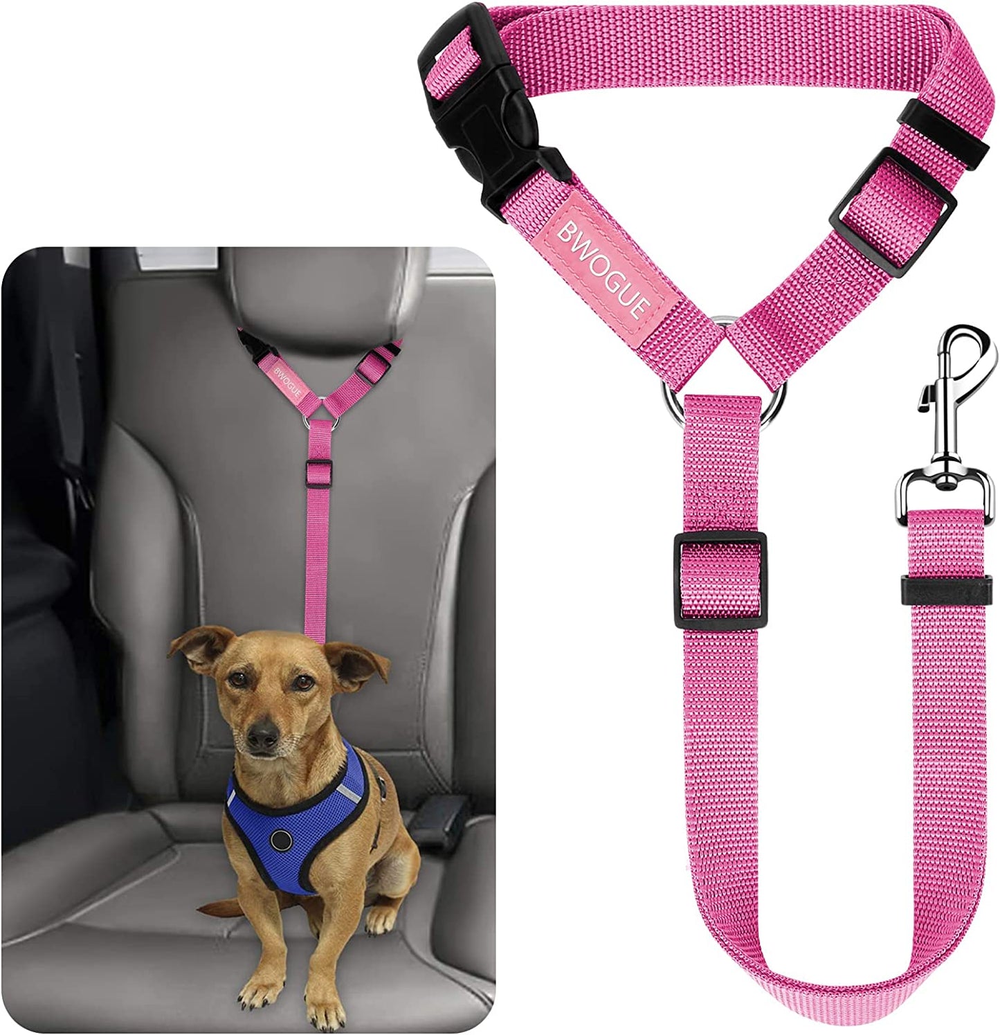 Pet Dog Cat Seat Belts, Car Headrest Restraint Adjustable Safety Leads Vehicle Seatbelt Harness (1 Pack)