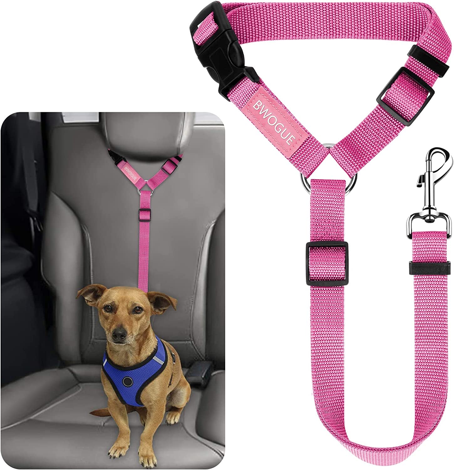 Pet Dog Cat Seat Belts, Car Headrest Restraint Adjustable Safety Leads Vehicle Seatbelt Harness (1 Pack)