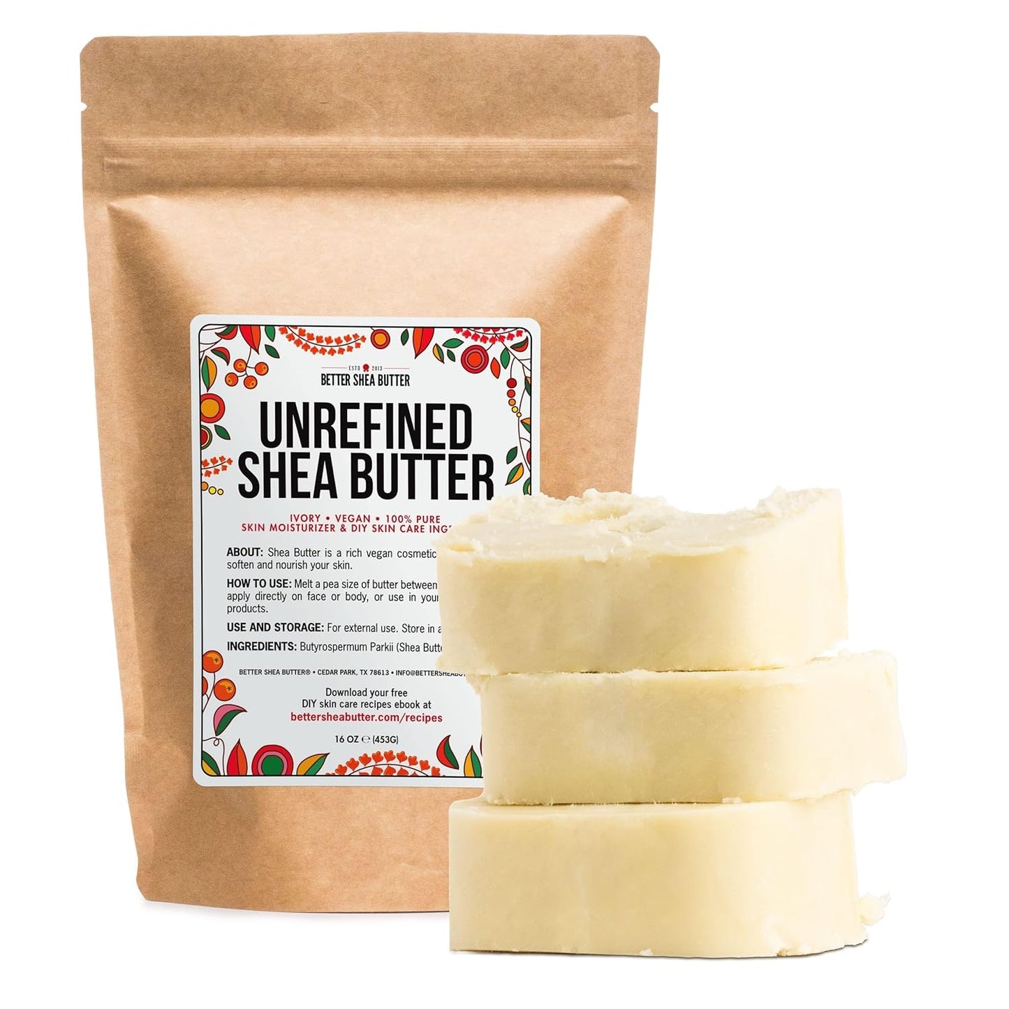 Raw Shea Butter - 100% Pure African Shea Butter for Hair and Body | Unrefined Shea Butter to Make Lotion for Extremely Dry Skin, DIY Lip Balm, Body Butter and Soap | Natural Moisturizer