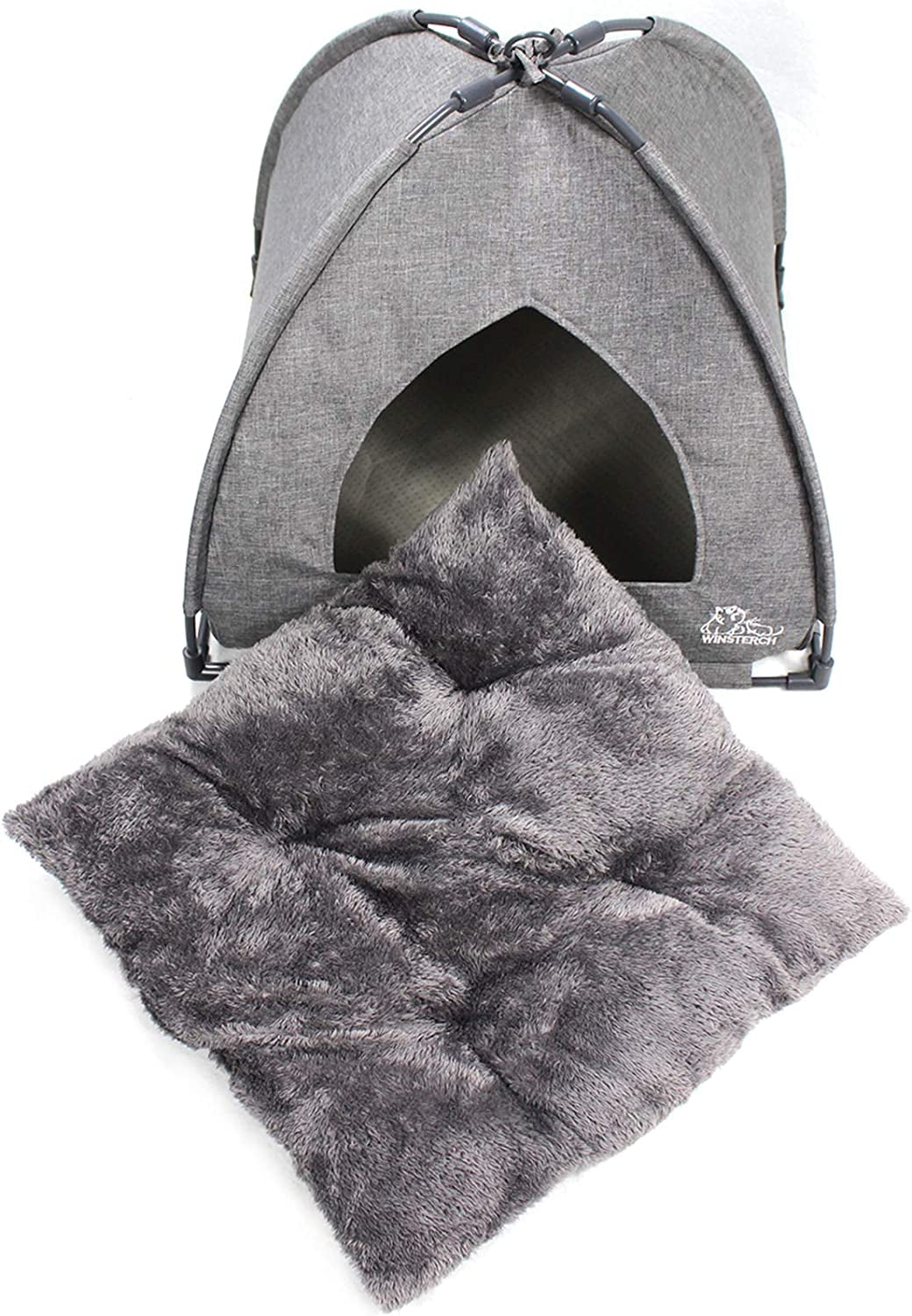 Cat Beds for Indoor Cats,Covered Cat Cave Bed with Removable Washable Pillow,Warming Cat Cave Bed Kitten Beds Small Pets Bed for Indoor Cats (18.5'' X 18.5'' X 15.8'', Grey)