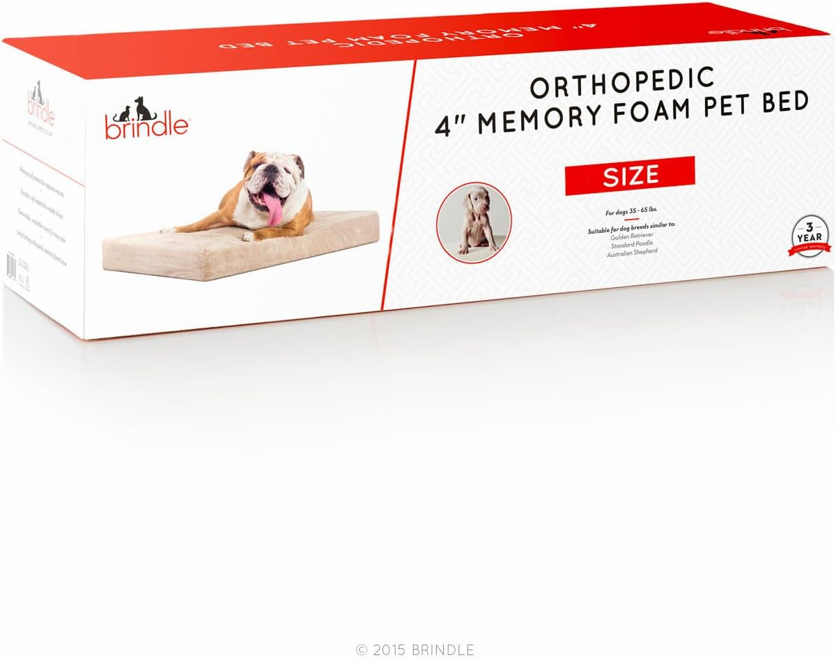 Waterproof Memory Foam Pet Bed - Removable and Washable Cover - 4 Inch Orthopedic Dog and Cat Bed - Fits Most Crates,Mocha Blue