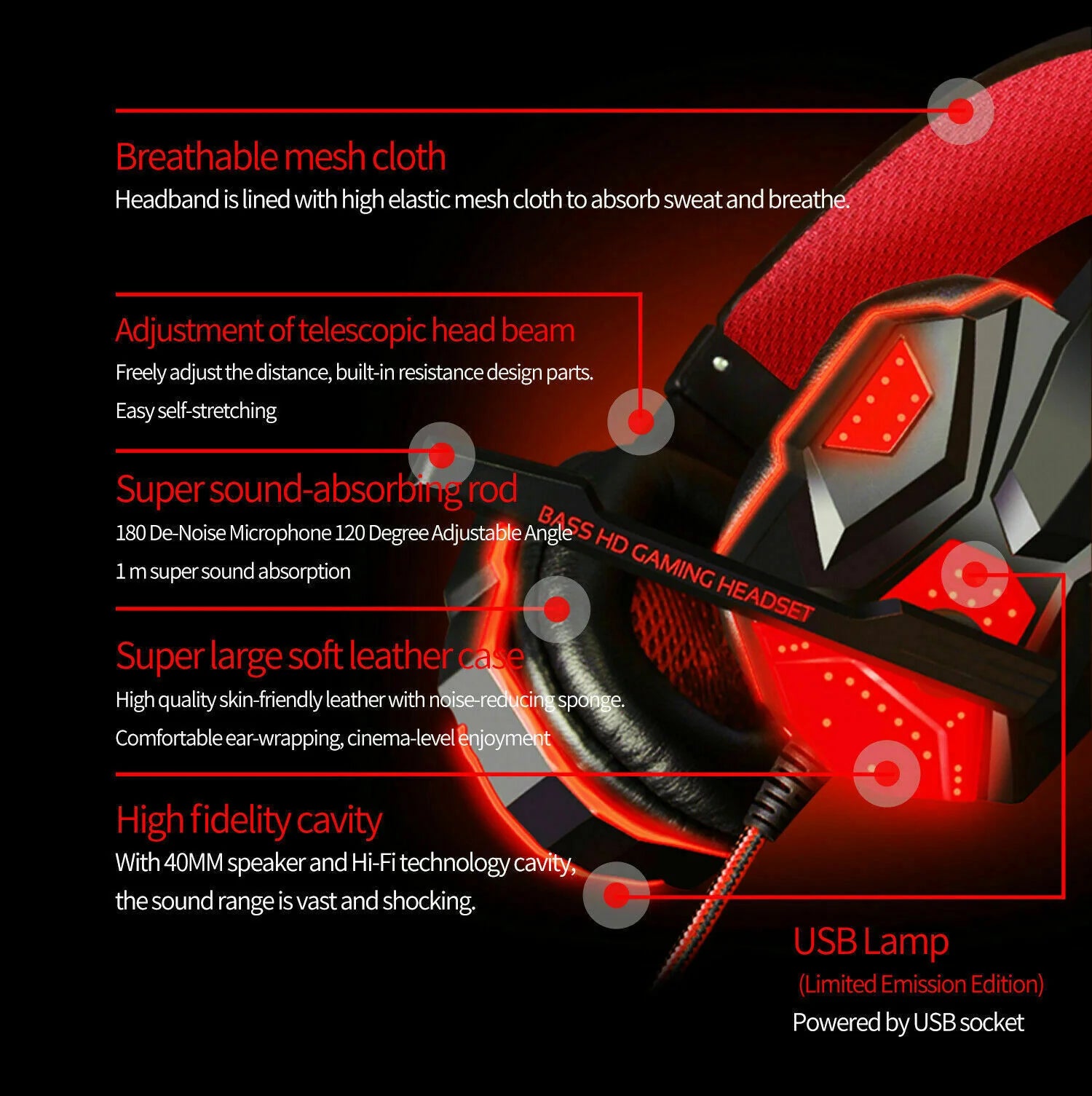 Immersive 3.5mm Gaming Headset with LED, Stereo Bass, and Surround Sound for PC, PS4, and Xbox One