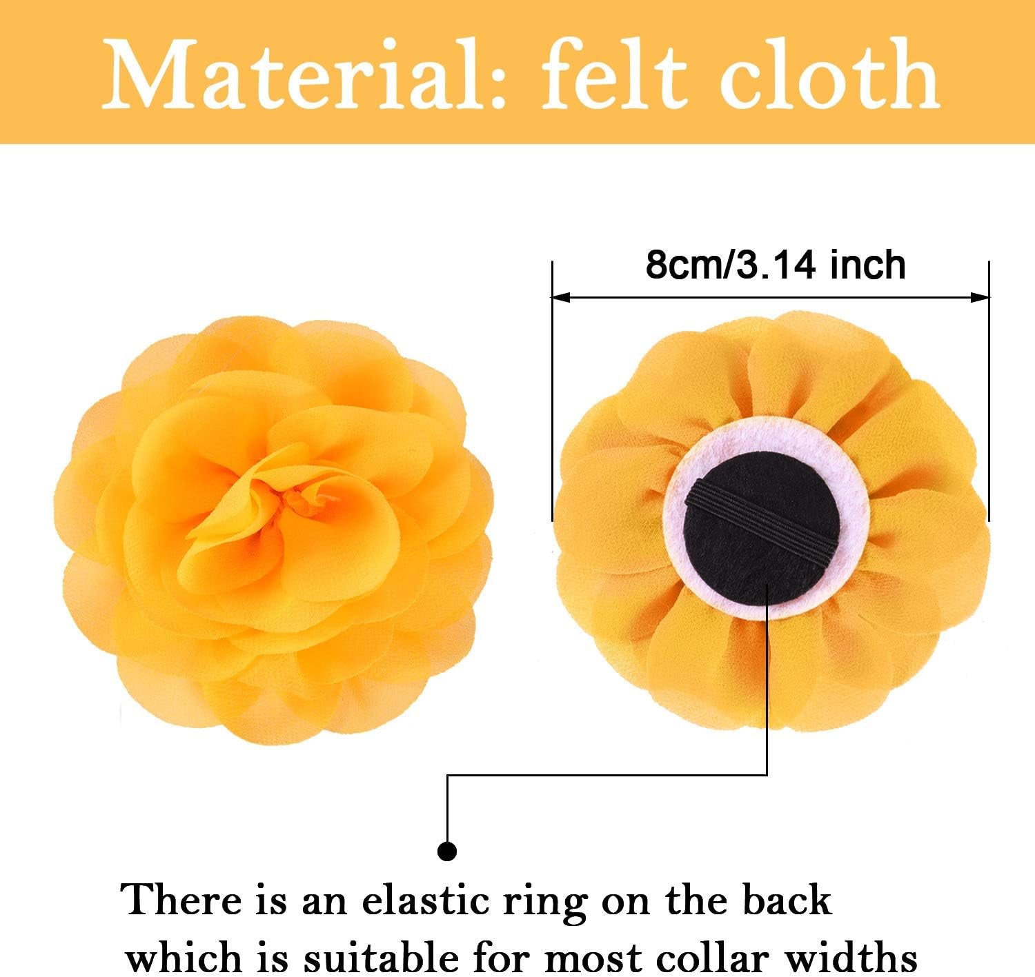 4 Pieces Dog Flower Bow Collar Multicolored Pet Bow Collar Dog Charms Flower Set for Puppy Dog Collar Cat Pet Grooming Accessories (Red, Bright Pink, Bright Yellow, Orange Pink)