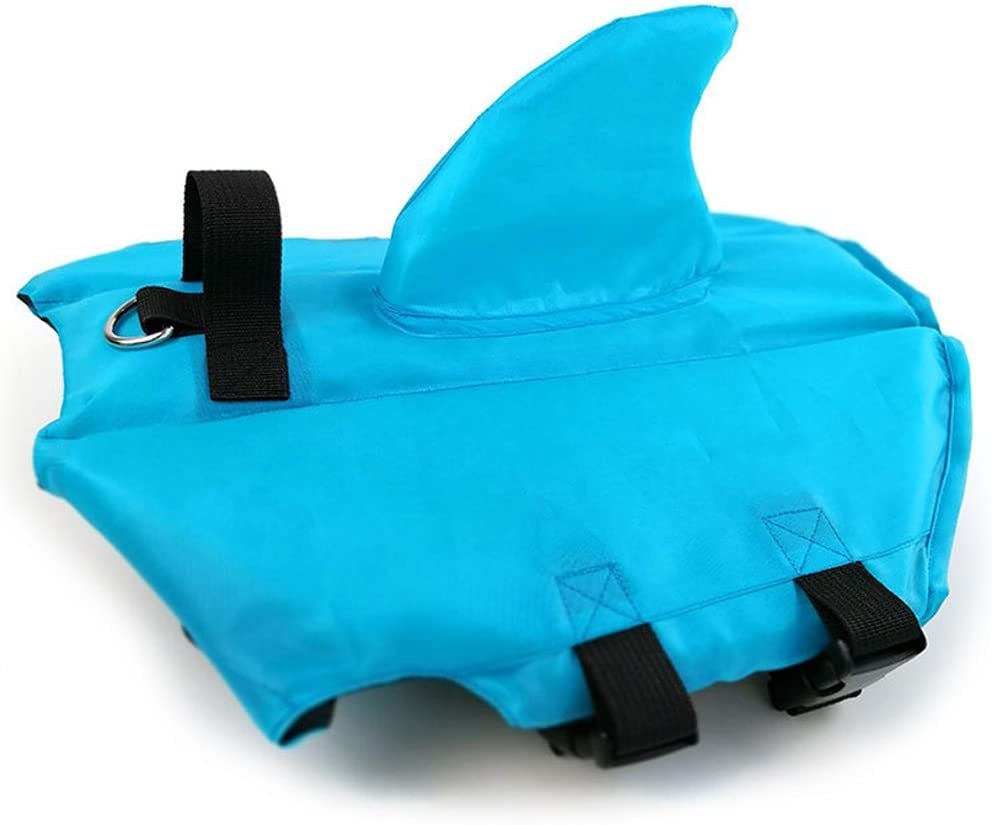 Dog Life Jacket- Preserver with Adjustable Belt, Pet Swimming Shark Jacket for Short Nose Dog,Upgrade Version (Pug,Bulldog,Poodle,Bull Terrier) (S, Blue)