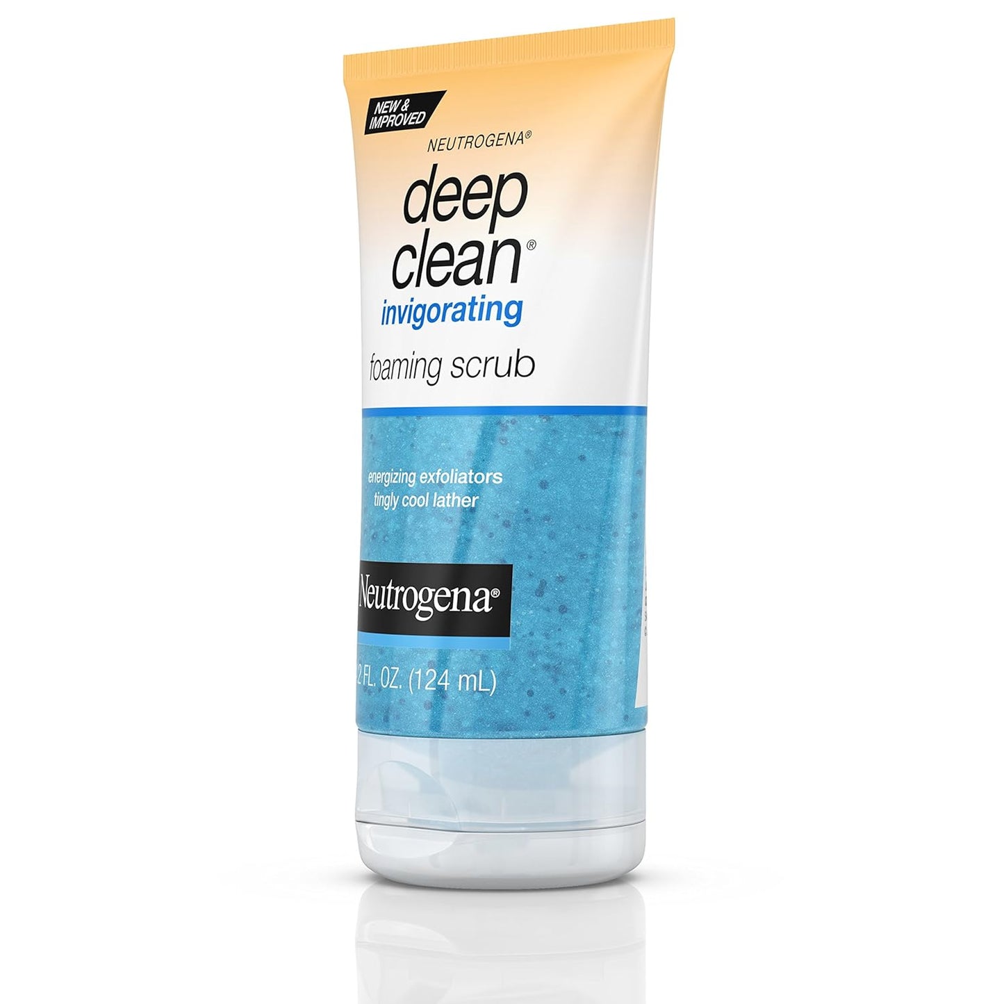 Deep Clean Invigorating Foaming Facial Scrub with Glycerin, Cooling & Exfoliating Gel Face Wash to Remove Dirt, Oil & Makeup, 4.2 Fl. Oz
