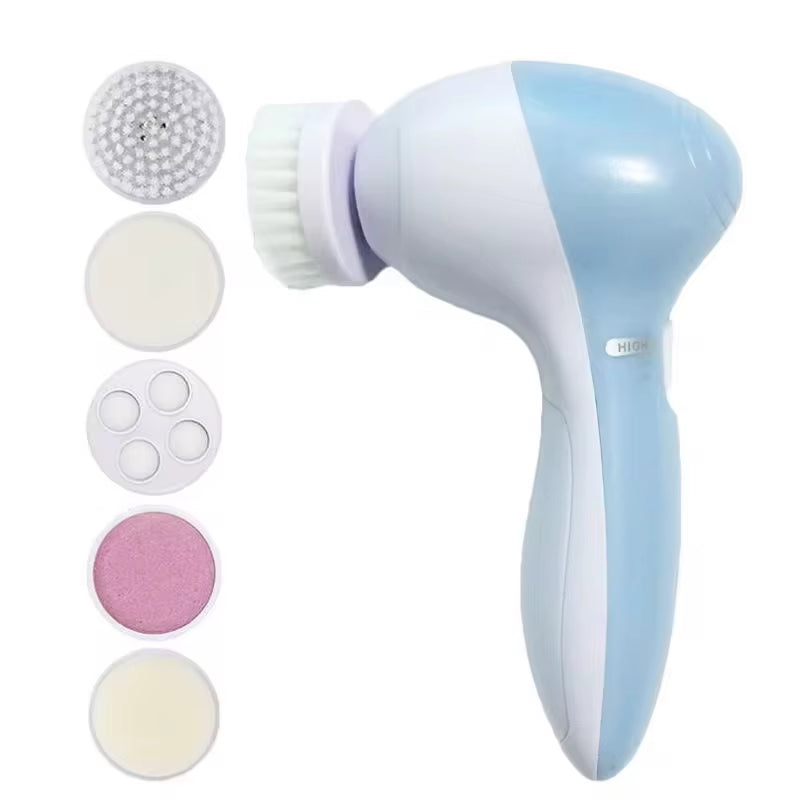 Electric 5 in 1 Electric Facial Cleaner Brush Wash Machine Spa Skin Care Massage Blackhead Cleaning Facial Cleanser Tools