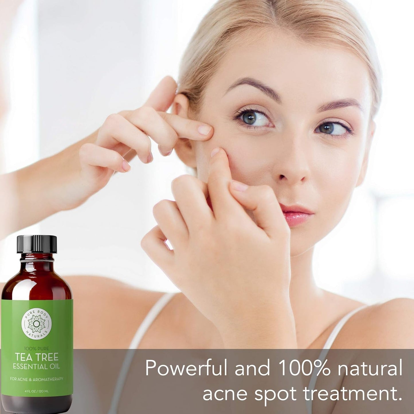 Tea Tree Essential Oil, 4 Fl Oz with Dropper - Undiluted Therapeutic Grade for Your Face, Skin, Hair and Diffuser - 100% Pure Melaleuca Oil for Acne, Toenails