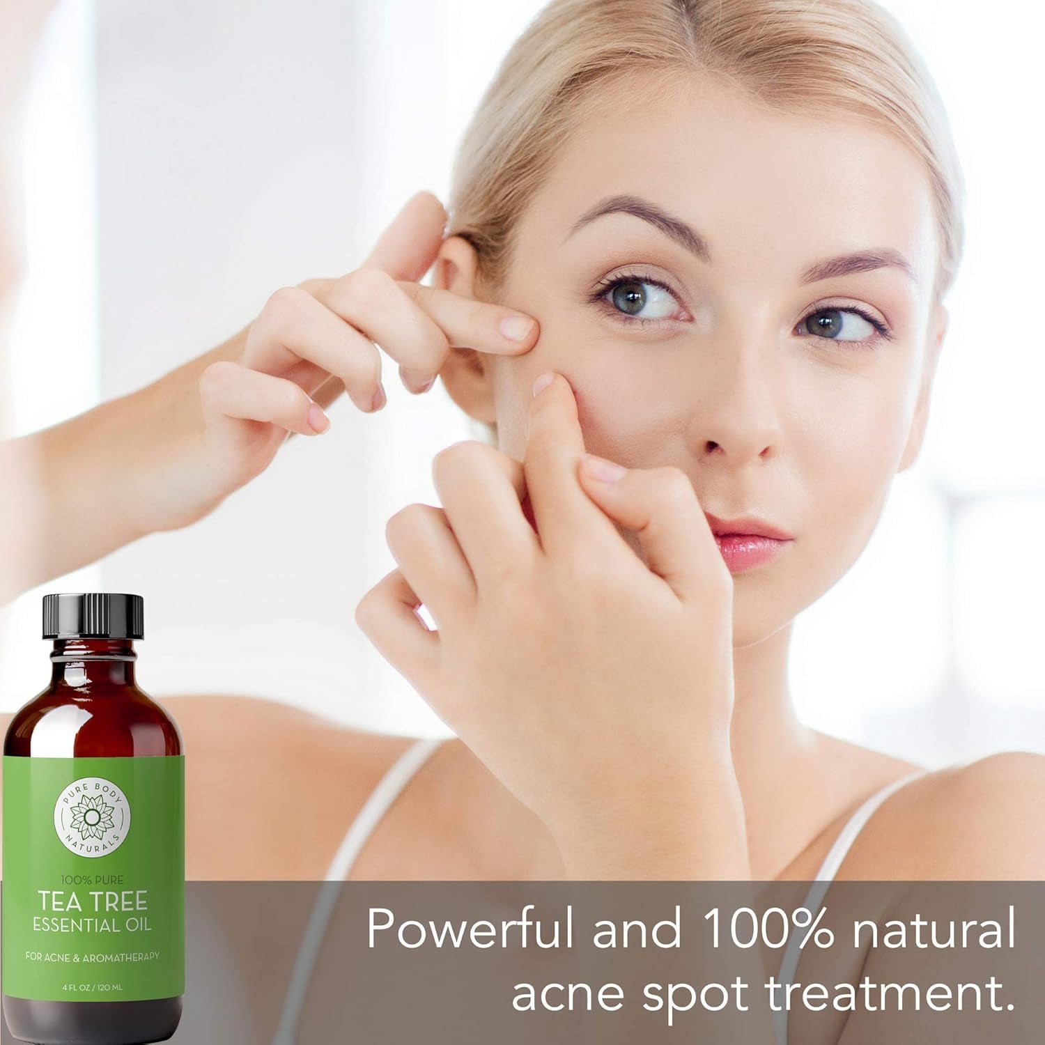 Tea Tree Essential Oil, 4 Fl Oz with Dropper - Undiluted Therapeutic Grade for Your Face, Skin, Hair and Diffuser - 100% Pure Melaleuca Oil for Acne, Toenails