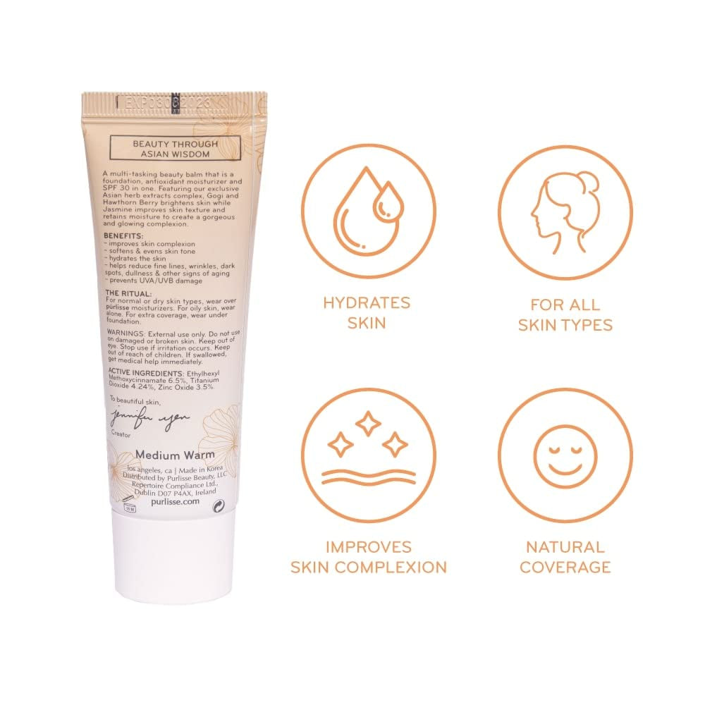 Perfect Glow BB Cream SPF 30: Clean & Cruelty-Free, Medium Flawless Coverage, Hydrates with Jasmine | Medium 1.4Oz