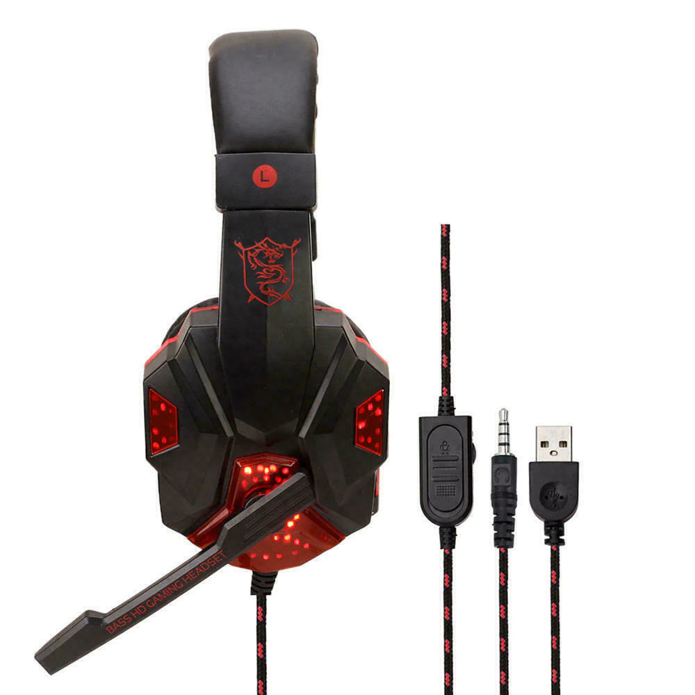 Immersive 3.5mm Gaming Headset with LED, Stereo Bass, and Surround Sound for PC, PS4, and Xbox One
