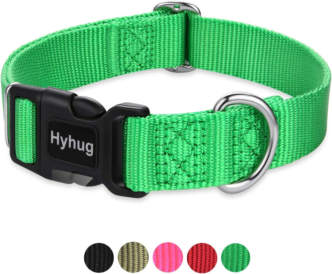 Pets Classic Regular Heavy Duty Nylon Dog Collar with Easy Attach and Removal Buckle. (Medium, Lime Green)