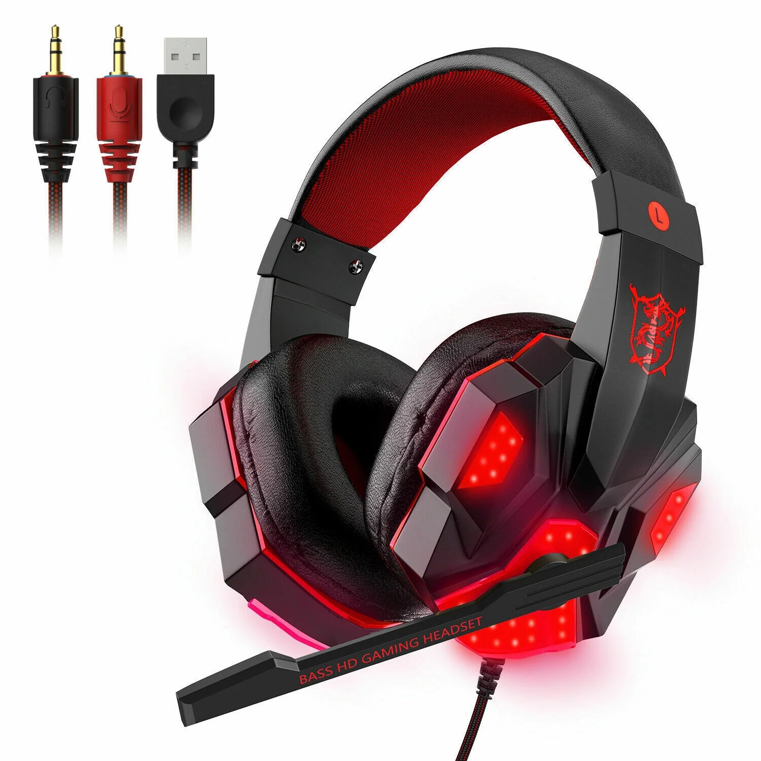 Immersive 3.5mm Gaming Headset with LED, Stereo Bass, and Surround Sound for PC, PS4, and Xbox One