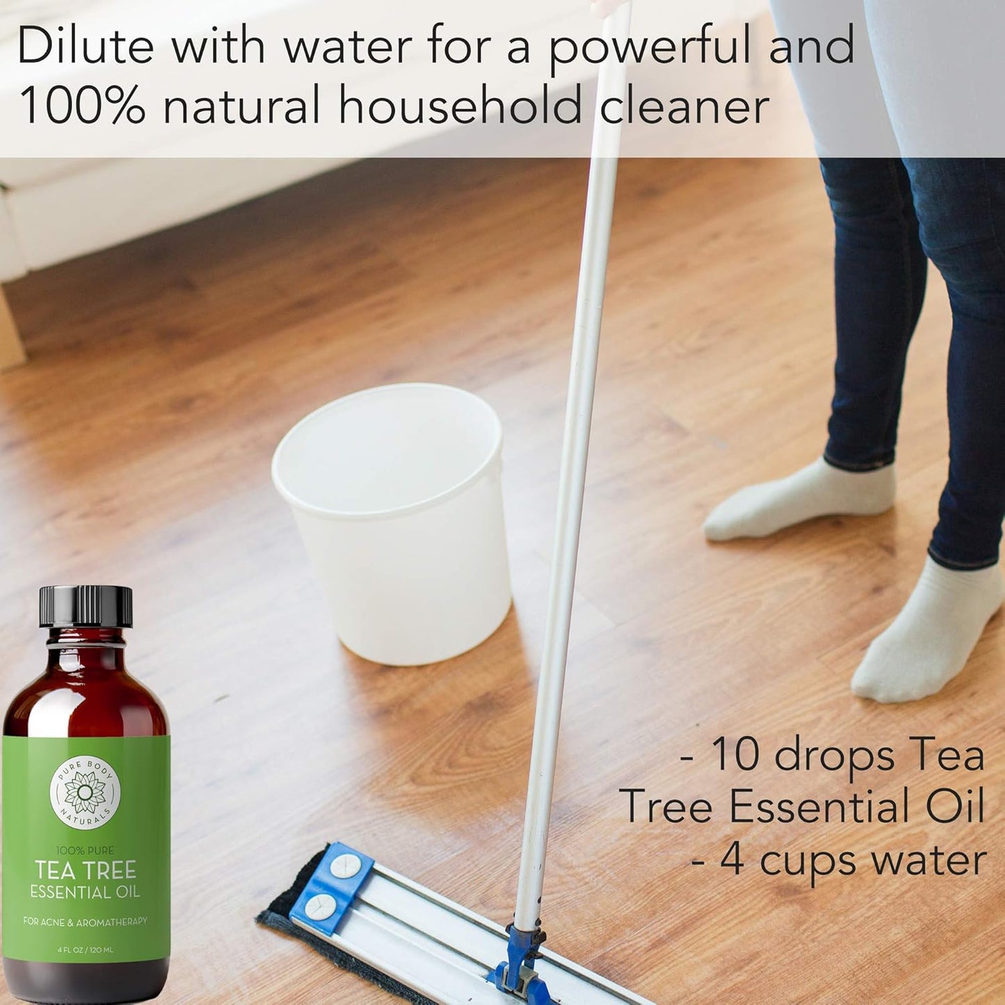 Tea Tree Essential Oil, 4 Fl Oz with Dropper - Undiluted Therapeutic Grade for Your Face, Skin, Hair and Diffuser - 100% Pure Melaleuca Oil for Acne, Toenails