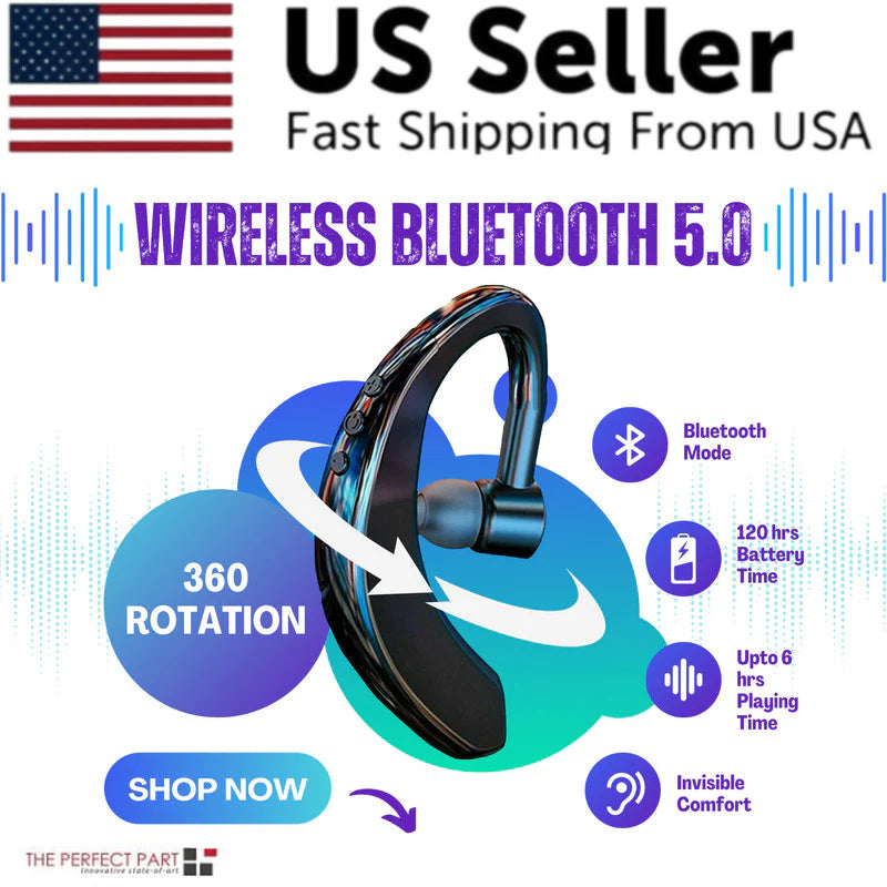 Ultimate Wireless Bluetooth 5.0 Earpiece Headset - Noise Cancelling Earbuds for Driving & Trucker Use