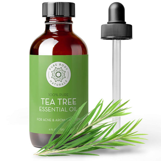 Tea Tree Essential Oil, 4 Fl Oz with Dropper - Undiluted Therapeutic Grade for Your Face, Skin, Hair and Diffuser - 100% Pure Melaleuca Oil for Acne, Toenails