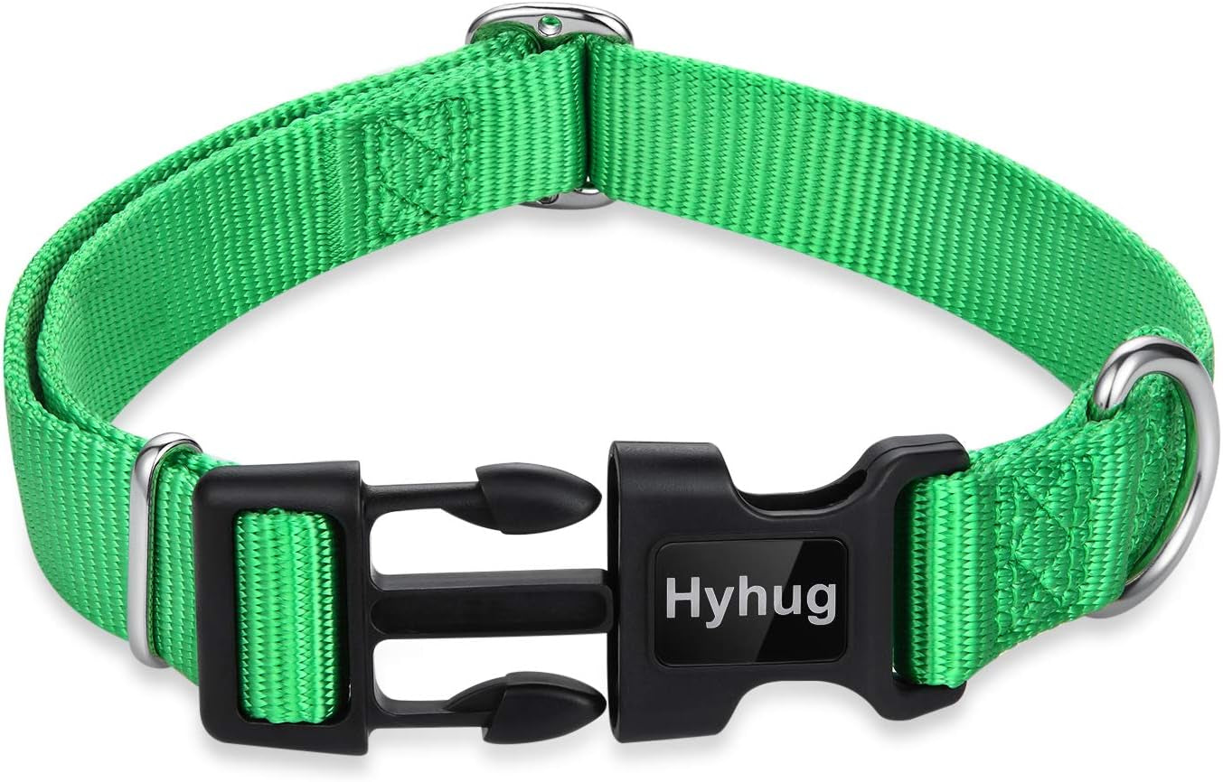 Pets Classic Regular Heavy Duty Nylon Dog Collar with Easy Attach and Removal Buckle. (Medium, Lime Green)