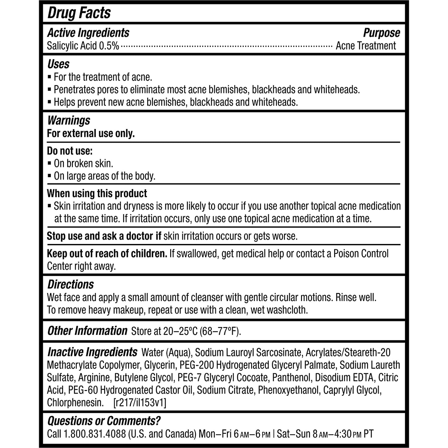 CLEAR Pore Normalizing Cleanser, Salicylic Acid Acne Face Wash for Large Pores, Redness & Blackheads