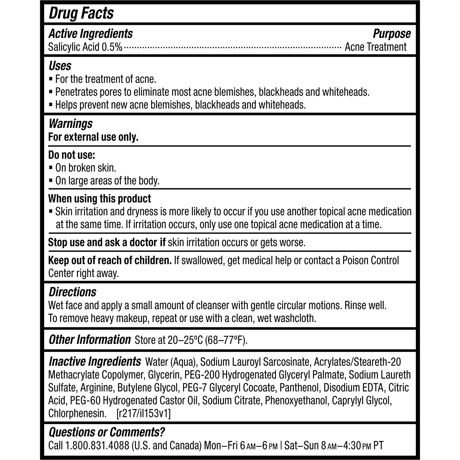 CLEAR Pore Normalizing Cleanser, Salicylic Acid Acne Face Wash for Large Pores, Redness & Blackheads