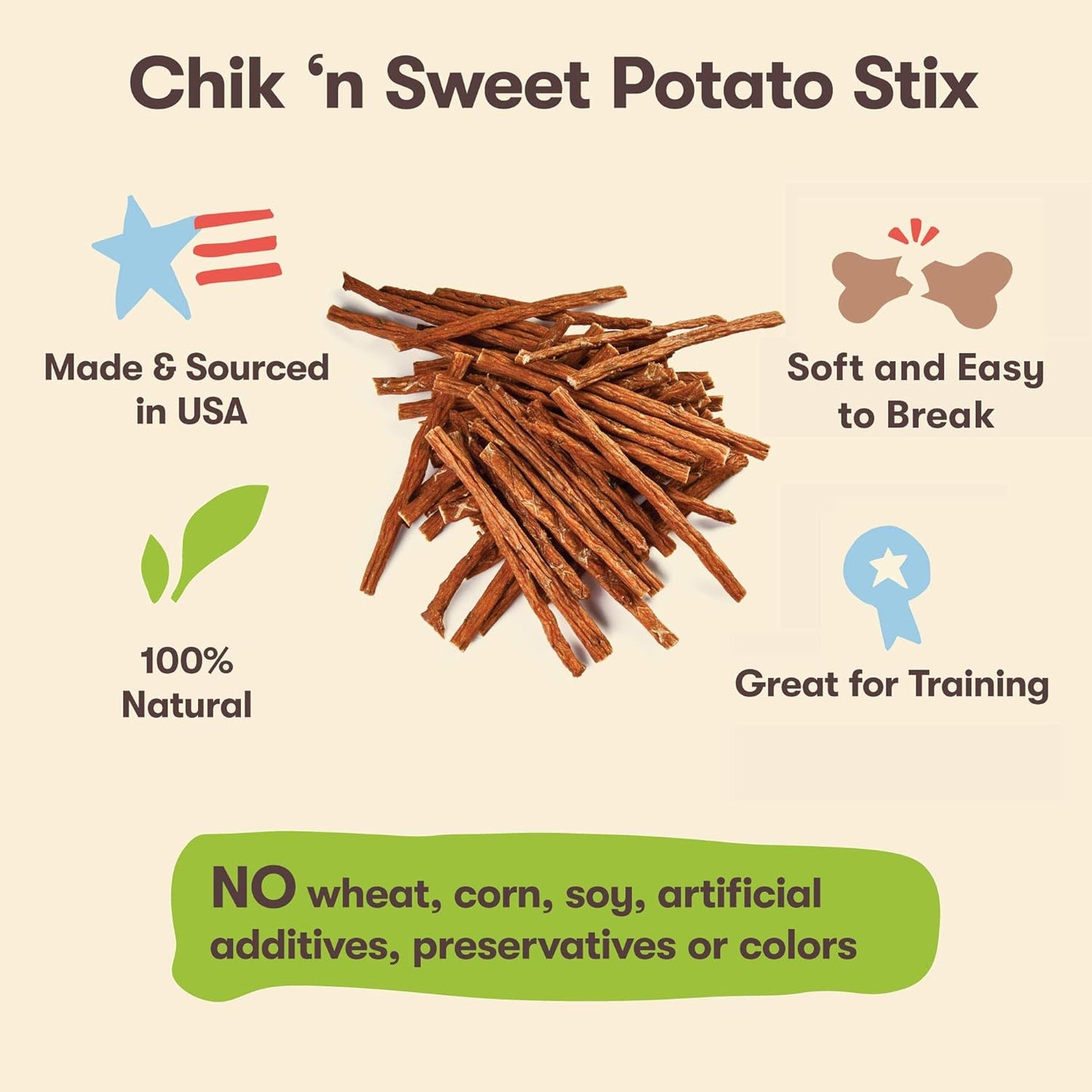 Chik 'N Sweet Potato Stix Dog Treats – Made and Sourced in the USA - 14 Ounce