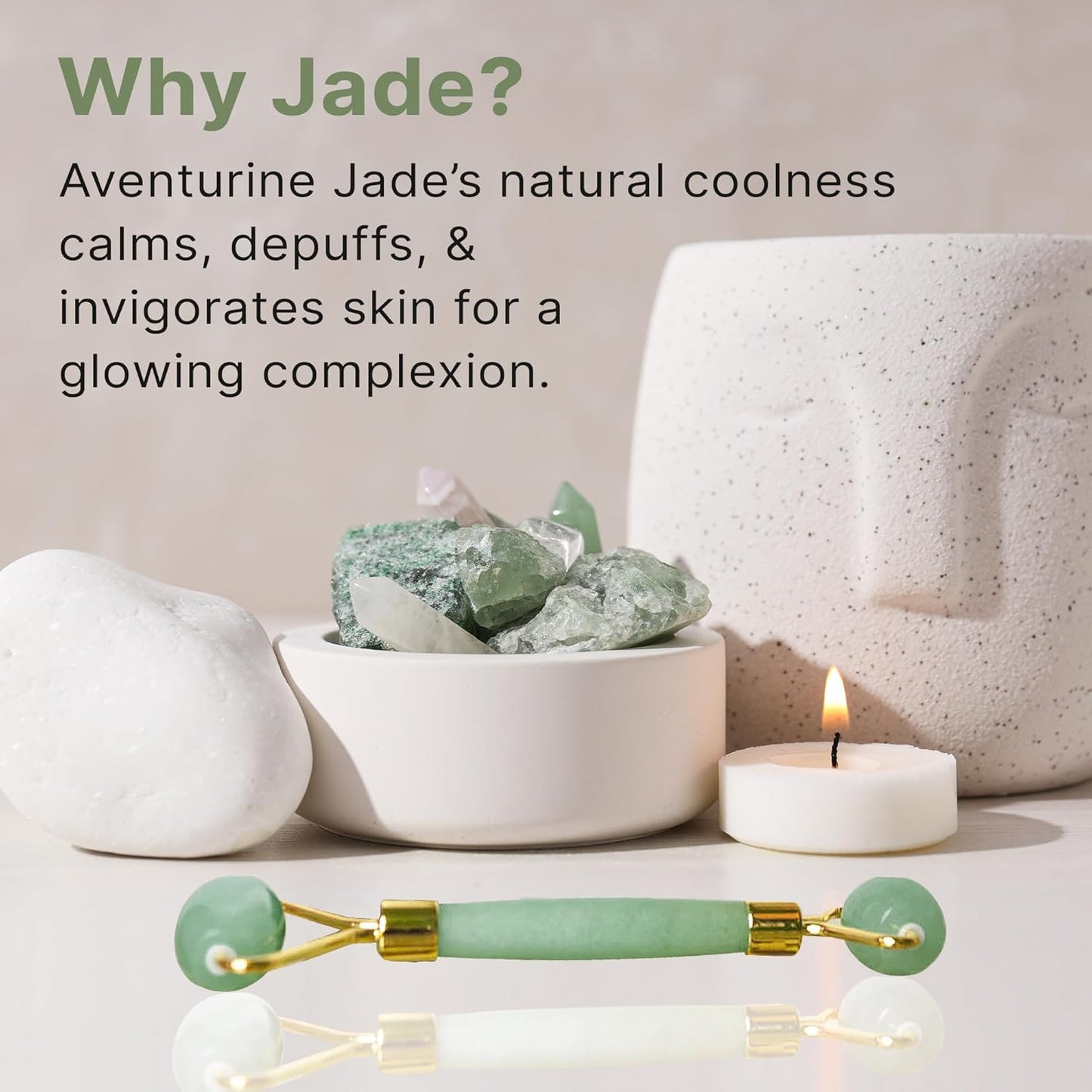 Jade Roller for Face - Face Massager Skin Care Tools with Small Eye Roller for Puffy Eyes, Face Care to Reduce Puffy Eyes, Facial Roller Self Care Gifts for Women