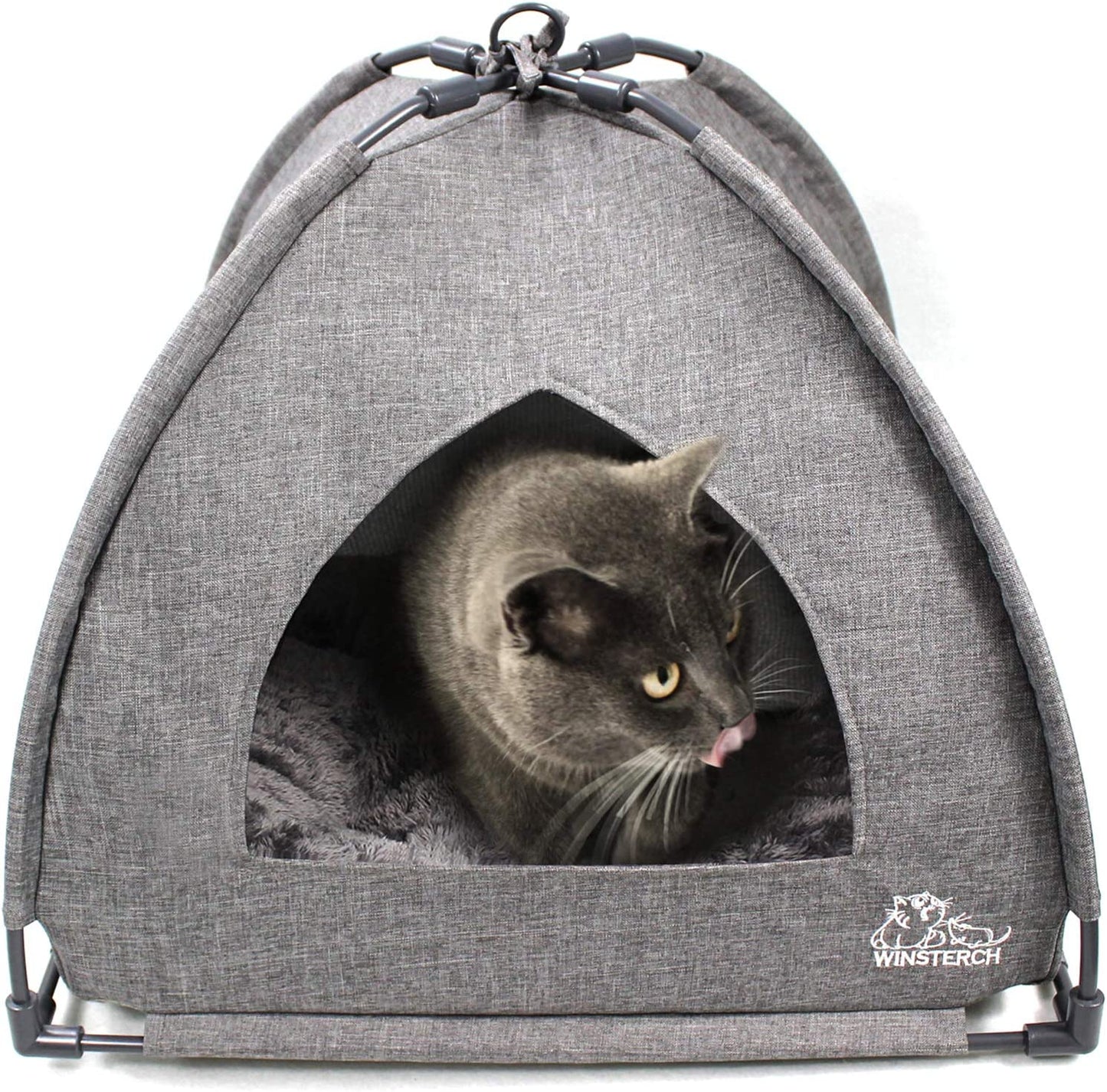 Cat Beds for Indoor Cats,Covered Cat Cave Bed with Removable Washable Pillow,Warming Cat Cave Bed Kitten Beds Small Pets Bed for Indoor Cats (18.5'' X 18.5'' X 15.8'', Grey)