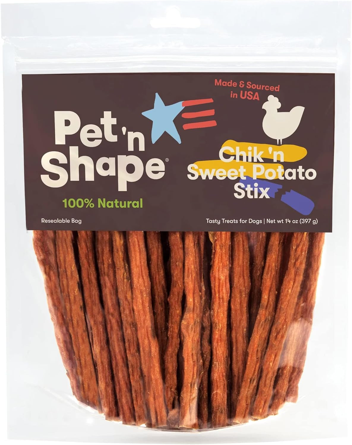 Chik 'N Sweet Potato Stix Dog Treats – Made and Sourced in the USA - 14 Ounce